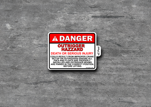 Out Rigger Pin Hazard Decal