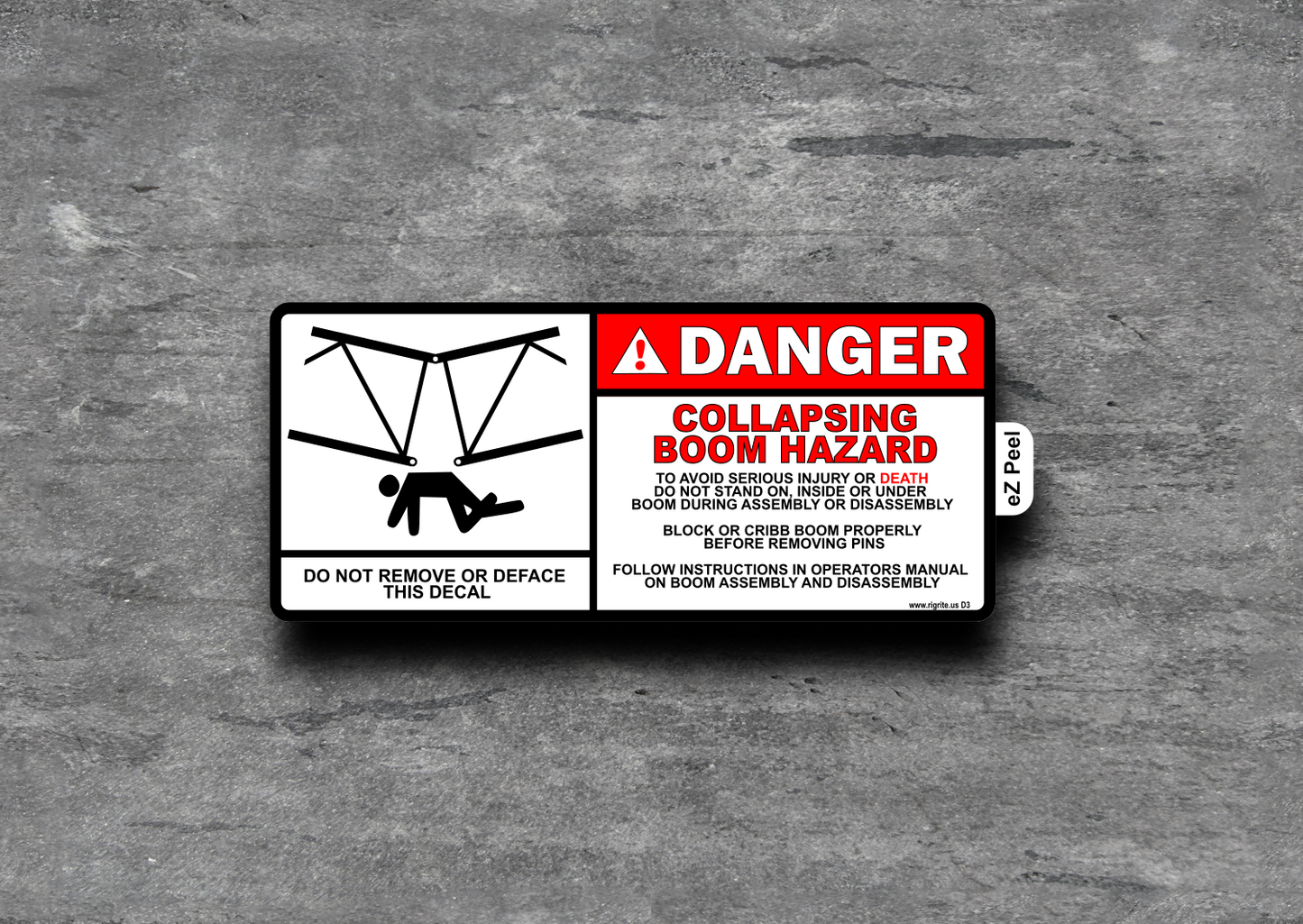 Boom Collapsing Hazard Decal
