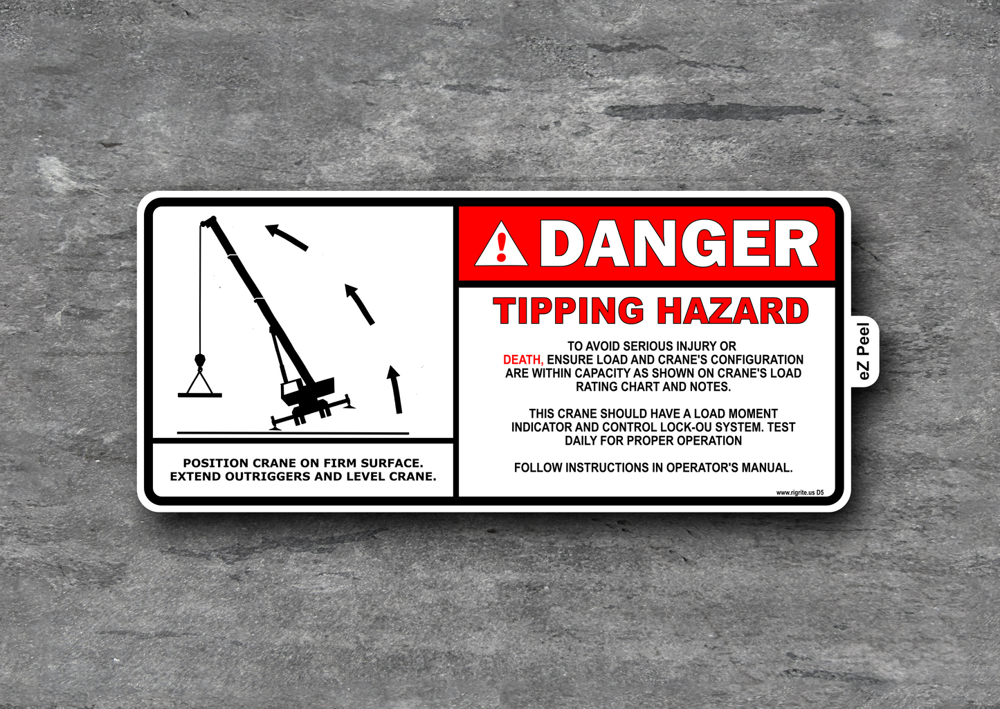Tipping Hazard Decal