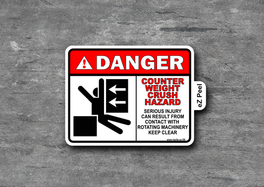 Counter Weight Crush Hazard Decal
