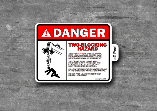 Two Block Hazard Decal